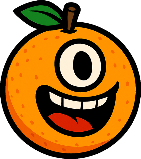 Orange with eye and mouth animation.
In-Game asset.  2d.  High contrast.  No shadows