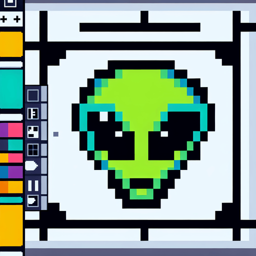 pixel art of an alien currency symbol.
Single Game Texture. In-Game asset. 2d. Blank background. High contrast. No shadows.