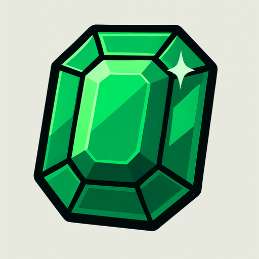 emerald.
In-Game asset.  2d.  High contrast.  No shadows