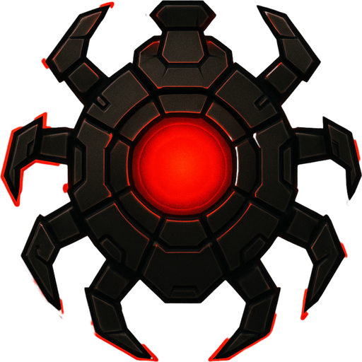 topdown view, robust digital virus, armored segments, red glowing core, strong angular shape, protective shell feel, minimal circuit accents, fits motherboard environment.
In-Game asset.  2d.  High contrast.  No shadows