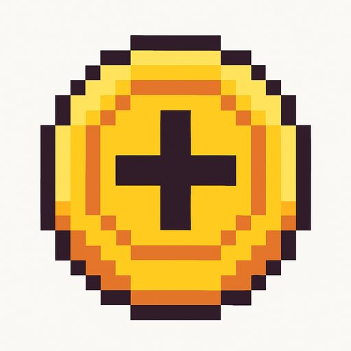 pixel art coin.
In-Game asset.  2d.  High contrast.  No shadows
