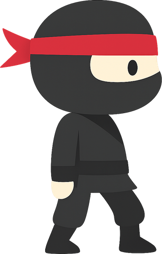 ninja. No background. Transparent background. Blank background. No shadows. 2d. In-Game asset. flat