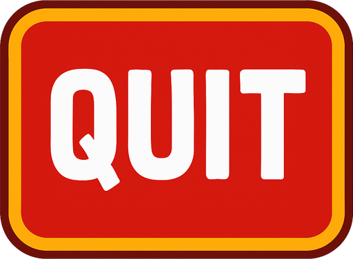 Quit button for video game.
In-Game asset.  2d.  High contrast.  No shadows