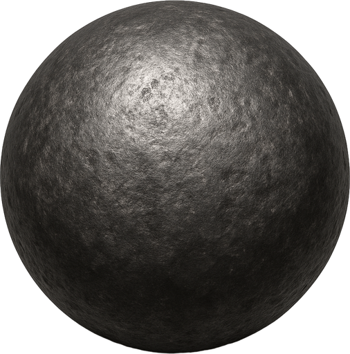 realistic iron ball bullet (sphere).
In-Game asset.  2d.  High contrast.  No shadows