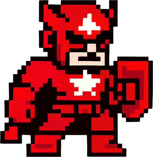 pixel art 
red gurdian.
In-Game asset.  2d.  High contrast.  No shadows