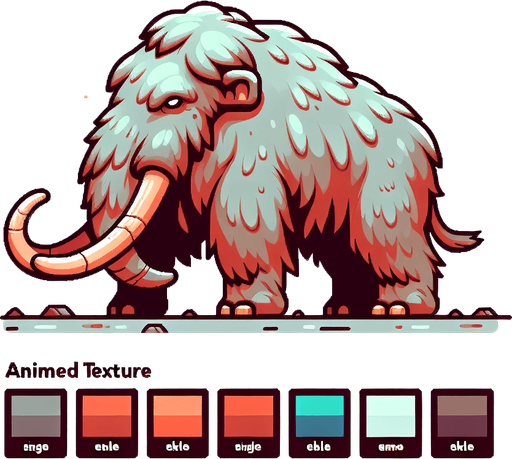 A animated image of a mommoth.
Single Game Texture. In-Game asset. 2d. Blank background. High contrast. No shadows.
