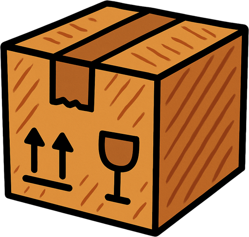 A cardboard.
In-Game asset.  2d.  High contrast.  No shadows