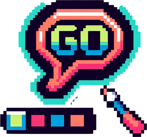 pixel art speech bubble that says "Go" neon color.
Single Game Texture. In-Game asset. 2d. Blank background. High contrast. No shadows.