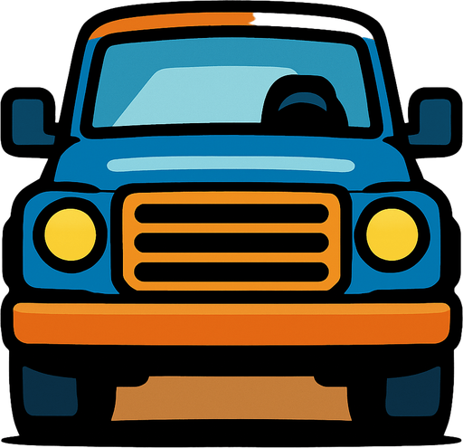 front view truck car.
In-Game asset.  2d.  High contrast.  No shadows