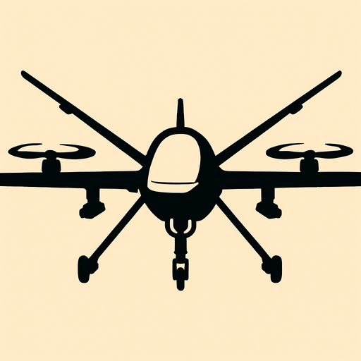 Overwiev of unmanned aircraft coming to us.
2d.  High contrast.  No shadows