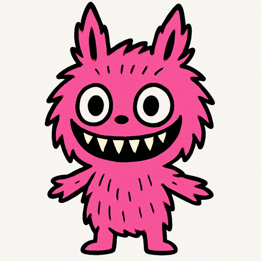 Pink labubu.
In-Game asset.  2d.  High contrast.  No shadows