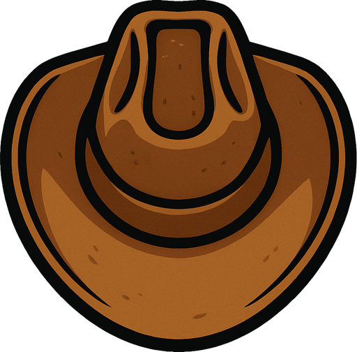 A cowboy hat from top.
In-Game asset.  2d.  High contrast.  No shadows