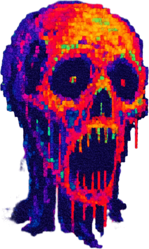 saturated themed psychedelic horror pixelated game style background scene. In-game asset. Surrealistic. dreamy.
In-Game asset