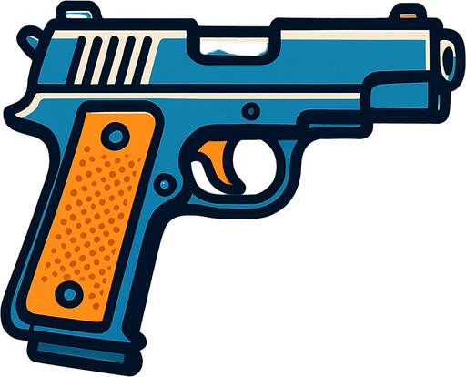 gun.
In-Game asset.  2d.  High contrast.  No shadows