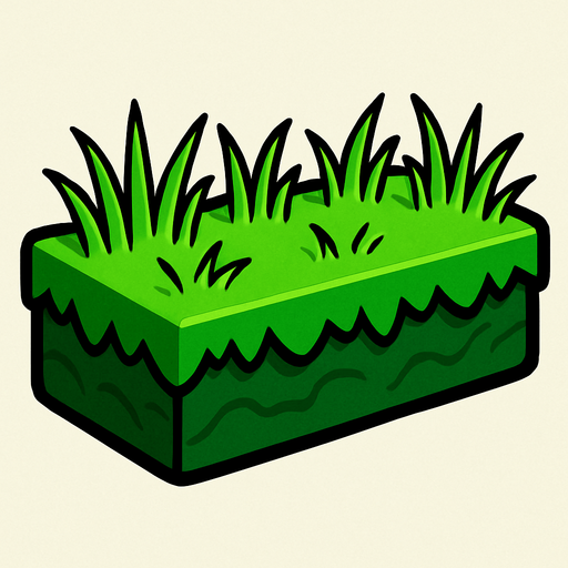 Que sea un un bloque alargado dd pasto.
In-Game asset.  2d.  High contrast.  No shadows