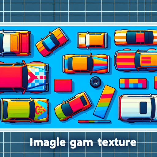 colorful car. orthographic top view.
Single Game Texture.  In-Game asset.  2d.  Blank background.  High contrast.  No shadows