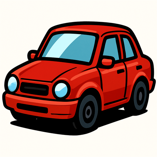 Red car.
In-Game asset.  2d.  High contrast.  No shadows