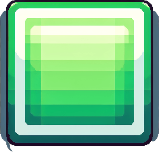 Um quadrado verde gradiente verde verde claro, com borda branca,2d pixel fundo png.
Single Game Texture. In-Game asset. 2d. Blank background. High contrast. No shadows.