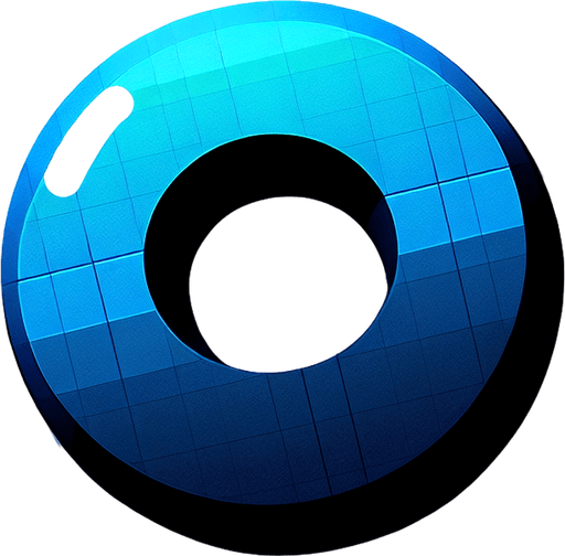 A large letter 'O' as in tic tac toe, coloured blue.
Single Game Texture.  In-Game asset.  2d.  Blank background.  High contrast.  No shadows