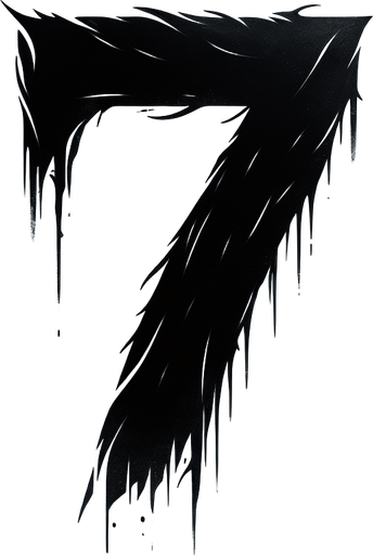 the number 7 written in black, make the numbers eerie.
Single Game Texture. In-Game asset. 2d. Blank background. High contrast. No shadows.