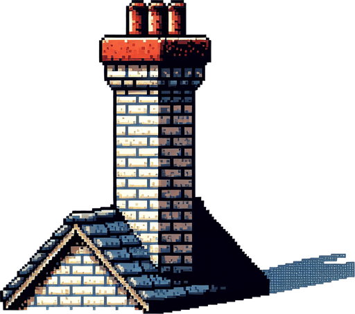 chimney. pixelart. residential chimney. only chimney. Single Game Texture. In-Game asset. 2d. Blank background. High contrast. No shadows.