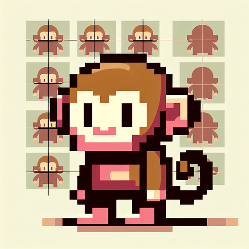 Monkey.
Single Game Texture.  In-Game asset.  2d.  Blank background.  No shadows