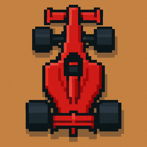 Draw 2d pixel formula 1 car top view Red..
In-Game asset.  2d.  High contrast.  No shadows