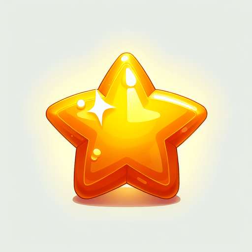 Vibrant cartoon candy gold star.
Game asset. 2d. Blank background. High contrast. No shadows.