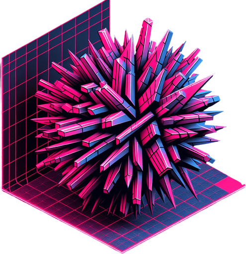 neon for obstacle in endless runner game, like a spiky obstacle but still many rectangle or angled surfaces, not round, pink neon colors.
Single Game Texture.  In-Game asset.  2d.  Blank background.  High contrast.  No shadows. neon. polygon shapes
