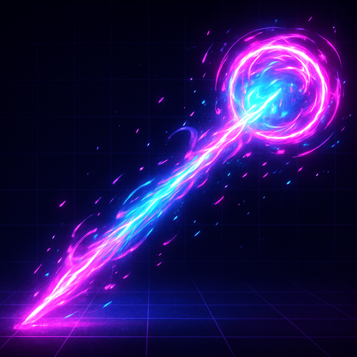 Neon cyberpunk magic projectile effect