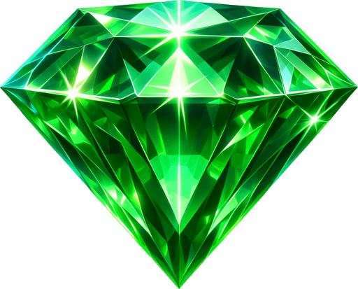 a western shining green diamond.
Single Game Texture. In-Game asset. 2d. Blank background. High contrast. No shadows.