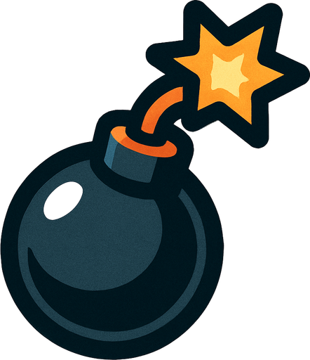 A tiny bomb.
In-Game asset.  2d.  High contrast.  No shadows