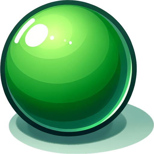 Ball for pop game plain green.
Single Game Texture. In-Game asset. 2d. Blank background. High contrast. No shadows.