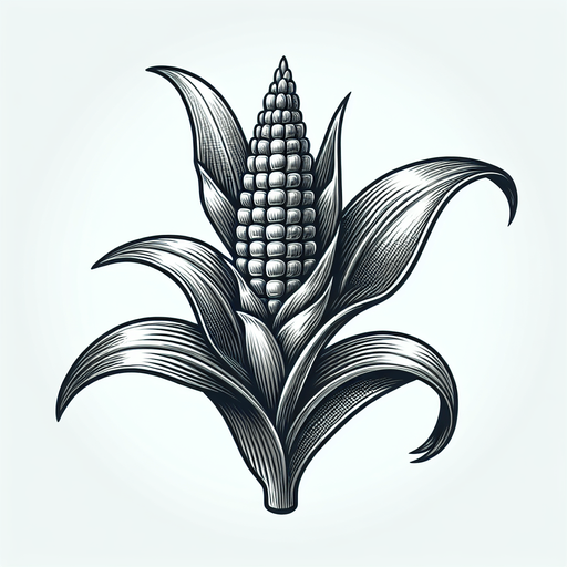 A corn plant in early stage of growth..
Single Game Texture. In-Game asset. 2d. Blank background. High contrast. No shadows.