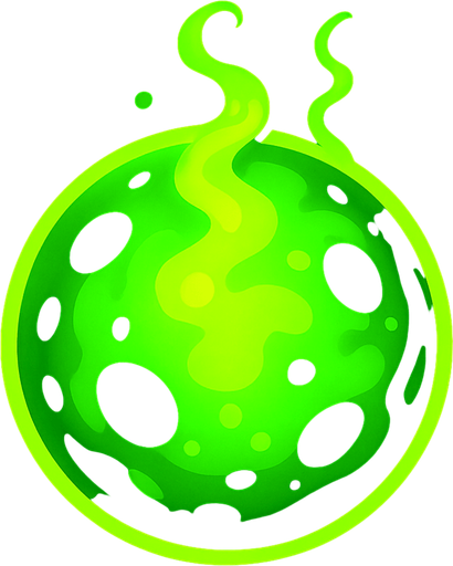 Glowing bright green Poison ball.
In-Game asset.  2d.  High contrast.  No shadows