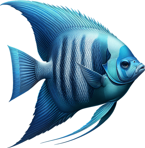 A realistic Angelfish.
Single Game Texture. In-Game asset. 2d. Blank background. High contrast. No shadows.