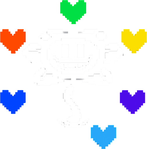 Flowey Undertale but with 6 souls (Orange,Green,Yellow,blue,Purple, Light Blue).
In-Game asset.  2d.  High contrast.  No shadows