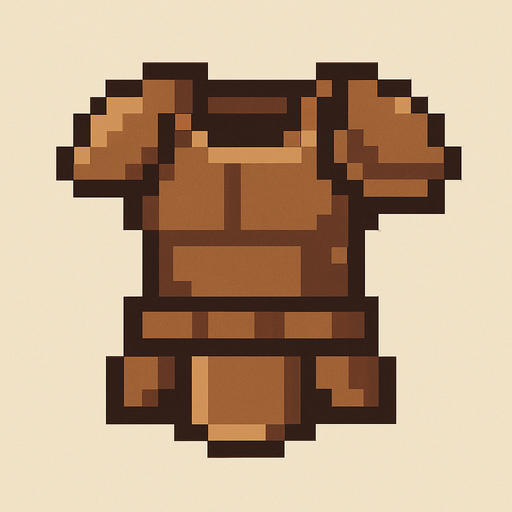 brown pixel light armor for 2d games.
In-Game asset.  2d.  High contrast.  No shadows