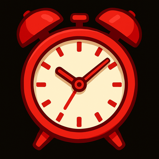 Red clock.
In-Game asset.  2d.  High contrast.  No shadows