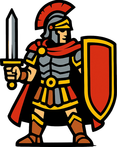 roma knight.
In-Game asset.  2d.  High contrast.  No shadows