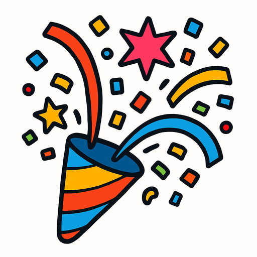 Konfeti tasarla patlayan.
In-Game asset.  2d.  High contrast.  No shadows