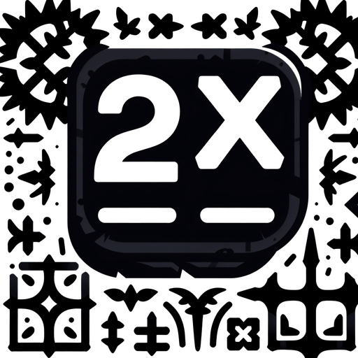 elevler içinde 2X yazısı.
Single Game Texture. In-Game asset. 2d. Blank background. High contrast. No shadows.