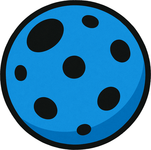 Blue ball with black dots.
In-Game asset.  2d.  No shadows
