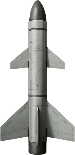 Realistic guided missile seen from above