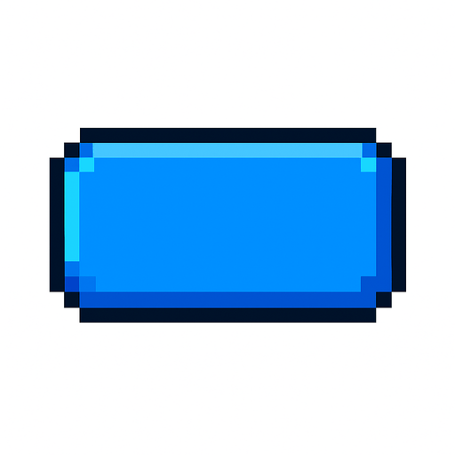 Crea un botón de color azul pixel.
In-Game asset.  2d.  High contrast.  No shadows