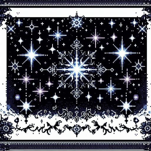 A pixel style neon night sky, with starts, background.
Single Game Texture.  In-Game asset.  2d.  Blank background.  High contrast.  No shadows