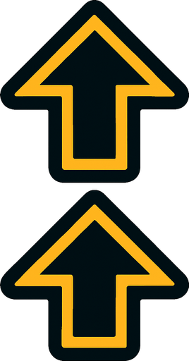 dobble arrow pionting up.
In-Game asset.  2d.  High contrast.  No shadows