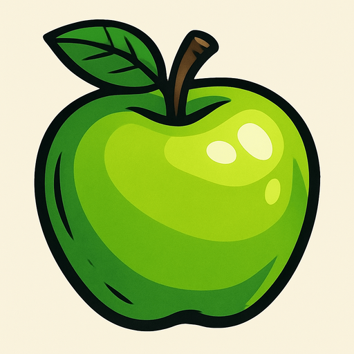 Green apple.
In-Game asset.  2d.  High contrast.  No shadows