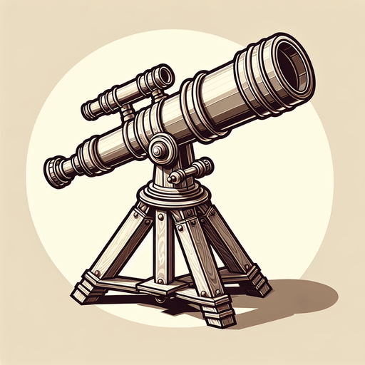 Telescope.
Single Game Texture.  In-Game asset.  2d.  Blank background.  High contrast.  No shadows