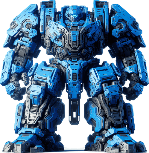a blue transformer.
Single Game Texture.  In-Game asset.  2d.  Blank background.  High contrast.  No shadows